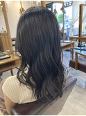 波巻　暗髪　ツヤ　セミロング