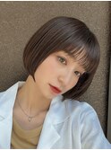 大人可愛い20代30代40代黒髪前下がりショートボブ丸みショート◎