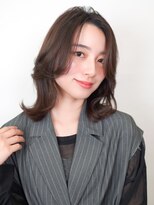 ラフィス ヘアーフラム 難波戎橋2号店(La fith hair flamme)&nbsp;【La fith】レイヤーボブ×カーテンバング×オリーブグレージュ