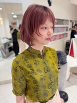 ステラ ヘア デザイン サロン(STELLA hair design salon)&nbsp;レイヤーボブ　ハイトーンピンク　【杉若】