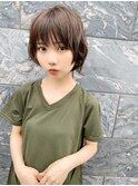 クアンクショートシースルーバング小顔カットオリーブカラー