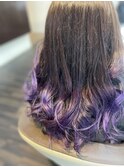 大人可愛い♪ロングペールパープルグラデーションカラー10代20代
