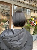 店長mayumi★切りっぱなしのミニボブ アッシュグレージュ/30代