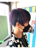 パープルブルーアシメショート