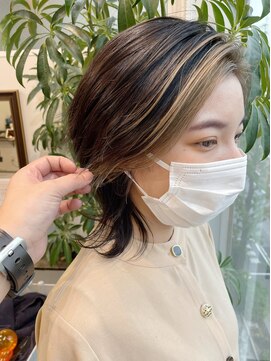 グーフィートーキョー 銀座(Goofy Tokyo) フェイスフレーミング/前髪無しウルフカット/インナーカラー