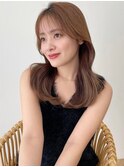 韓国前髪顔まわり×ショコラアッシュふんわりカール【髪質改善】