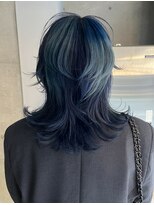 レコ 渋谷(LECO)&nbsp;デザインカラーブルーネイビーペールブルーウルフカット