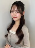 顔周りカット くびれヘア ハーフアップ シースルーバング 美髪