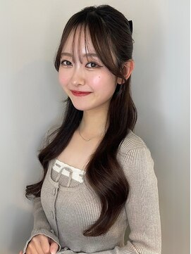 ユーフォリア 銀座本店(Euphoria) 顔周りカット くびれヘア ハーフアップ シースルーバング 美髪