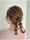 ボブアレンジ結婚式参列ヘアセットツイン編み下ろしヘアアレンジ