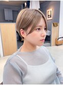 透明感カラー ボブ 前髪 ショート カラー ブリーチ&ダブルカラー