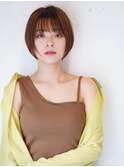 20代～50代◎フェザーショートマッシュボブ◎くすみベージュ