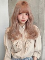 ランテルディ 渋谷(LANTERDIT)&nbsp;くびれセミロングブリーチなし鎖骨ライングレージュセミロング◎