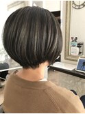 丸みショート×極細ハイライト