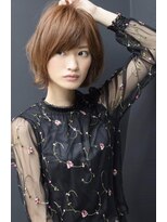 大人可愛い暗髪イヤリングカラー切りっぱなし外ハネ  ボブ