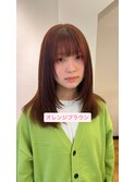 顔周りレイヤーカット×オレンジブラウン  10代20代30代40代