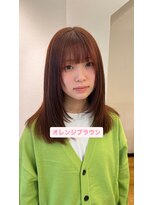 ナンプウ(Nanpu) 顔周りレイヤーカット×オレンジブラウン 10代20代30代40代
