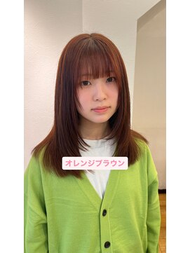 ナンプウ(Nanpu) 顔周りレイヤーカット×オレンジブラウン 10代20代30代40代