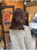 透明感ケアカラーピンクブラウンカラー顔まわりレイヤーカット