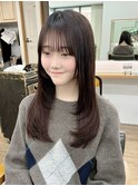 韓国前髪顔周り×ハッシュレイヤー 暗めカラー/酸性ストレート