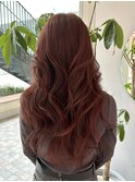 ブリーチなし暖色系◎艶感カシスレッド/ボルドーで大人可愛い