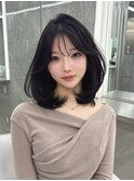 卵型似合わせ韓国前髪カットミディアムワンホンレイヤー【銀座】