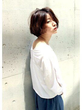 レンジシ オモテサンドウ(RENJISHI omotesando) ナチュラルボブブラウンアッシュかき上げヘア