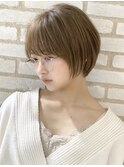 大人かわいい小顔前下がりスリークボブローライト20代30代40代