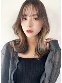 くびれヘア/韓国風ヘア/フェイスレイヤー/エギョモリ