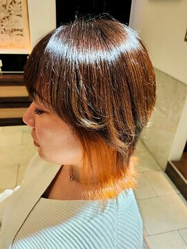 ヘアリゾート粋 ティガ 池袋店(tiga) ショートレイヤーインナーカラーオレンジ