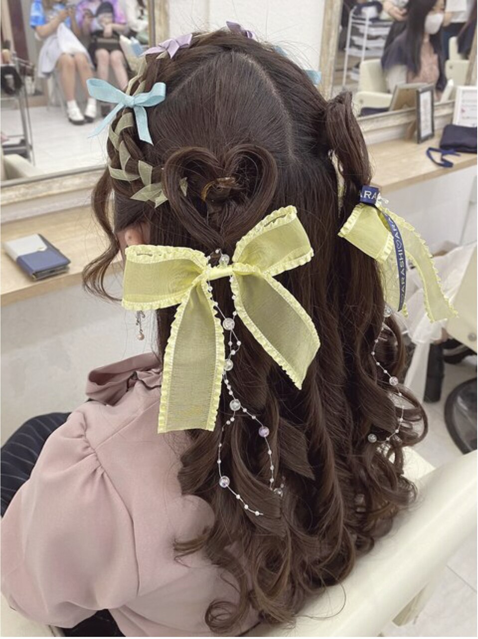 早朝6時〜7時半予約 ライブ・リボン・ハート推し活ヘアセット5500円