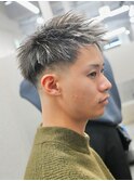 メンズパーマ/ホワイトハイライト/短髪/フェード/ツイスト/姫路