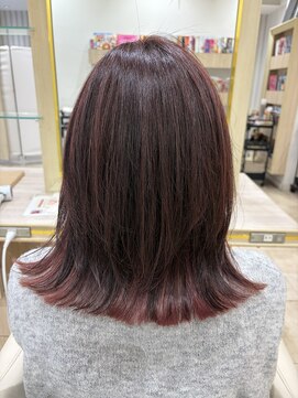 アッシュ 仙川店(Ash) 白髪ぼかしハイライトピンクーべージュ切りっぱなしレイヤー