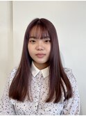 ハイトーンピンクラベンダーワンレングス