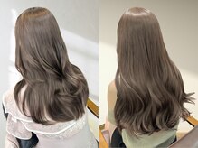 【ブリーチなしダブルカラー】オリーブベージュで垢抜けている！原宿/ブリーチなしダブルカラー/髪質改善