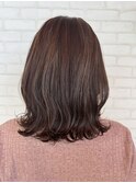 10代20代外はねミディアムレイヤーハイライトアッシュベージュ