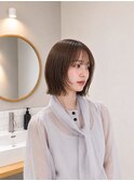地毛風縮毛矯正韓国風顔まわりレイヤー小顔ボブ切りっぱなしボブ