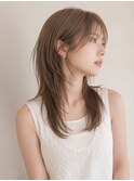 韓国風ハッシュレイヤー/ベージュ/顔周りシャギーレイヤー