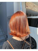 切りっぱなしボブ×ハイトーンオレンジベージュ
