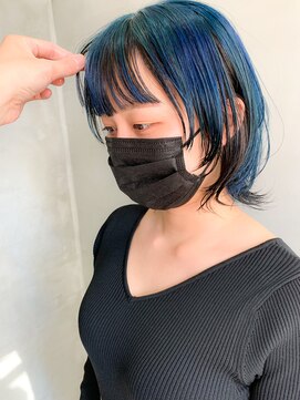 テトヘアー(teto hair) ヴェールカラー、ブルーカラー、インナーカラー、ウルフカット