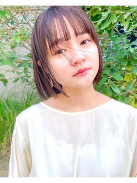 ディッセンバー 神宮前(December) 大人かわいい小顔暗髪ミニボブグレージュカラー渋谷原宿神宮前