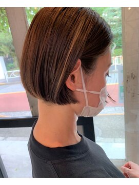 ナタン 自由が丘(NATHAN) ネイビーグレー×オンブレ×斜めバング×アッシュオリーブ×前髪