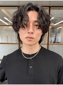 王道メンズショート☆無造作ツイストパーマセンターパート