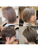 白髪ぼかし/イメチェンヘアスタイル/前髪カタログ/ショートボブ