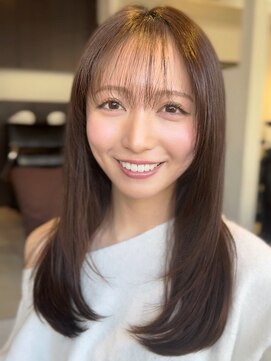 顔まわりレイヤー/ショコラブラウン/艶髪