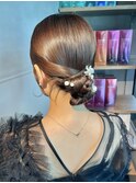 【タイトシニヨン】結婚式銀座お団子タイトヘアセットアレンジ