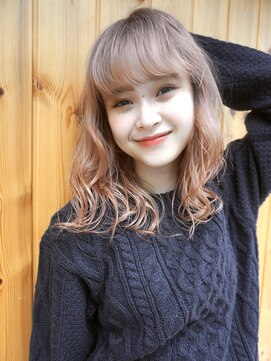 ブゾン(buZon) パーマ風ミックスウェーブ×ピンクページュ