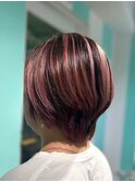 【ショートボブ×ピンクバレイヤージュ】20代30代40代50代