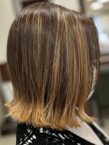 ヘアークリアー 春日部&nbsp;大人可愛いパッツンボブハイライト＆裾カラー/30代40代50代