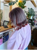 ピンクラベンダーグレーインナーカラーオレンジ